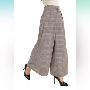 Tronjori Stylish Houndstooth Wide-Leg Pants